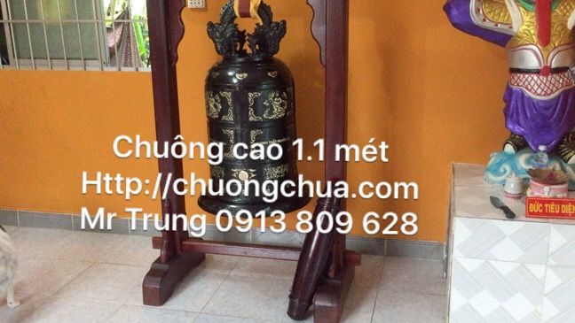 Bộ chuông - Đại hồng chung đồng đen cho chùa cao 1,1 mét