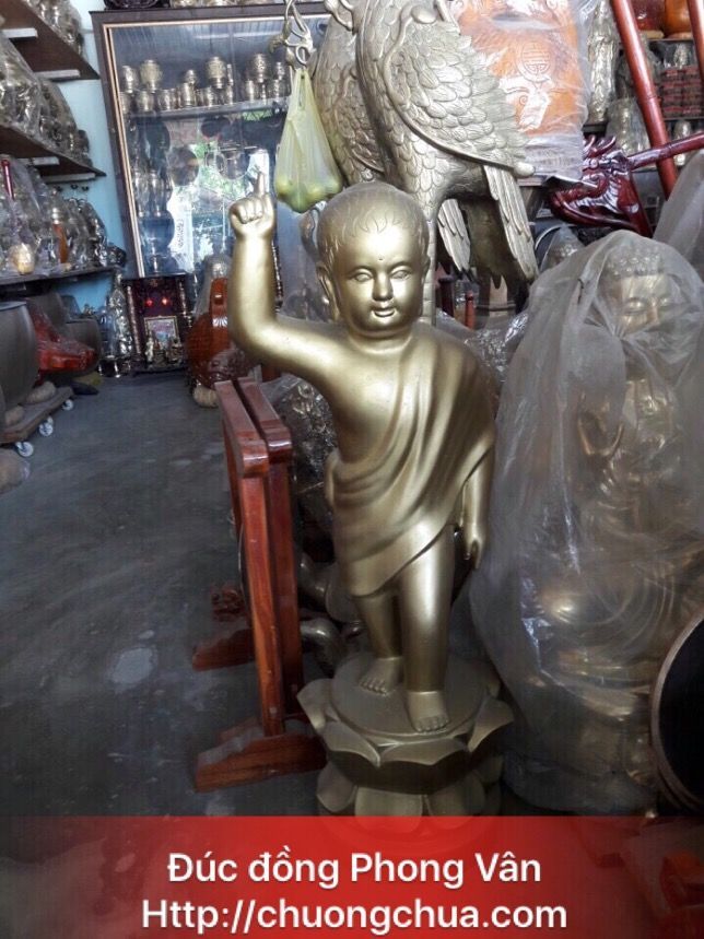 Đúc tượng đồng phật thích ca đản sinh cao 55 cm, 70 cm